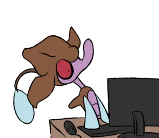 😶 kartun, binatang, komputer, meja, mouse, layar telegram sticker