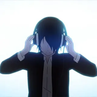 🎧 Yu Ishigami Kaguya-sama: Love Is War 애니메이션, 헤드폰, 이시가미, 카구야 님은告らせたい, 음악 whatsapp sticker