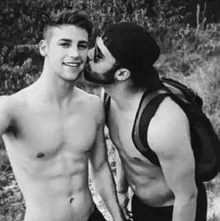 😘 men, kiss, shirtless, homosexual telegram sticker
