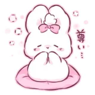 📩 尊い... conejo, lindo, kawaii, rosa, adorable, conejo, dibujos animados telegram sticker