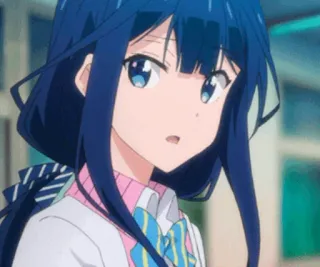 🖇 Anime, Mädchen, Charakter, blaue Haare, süß, Schuluniform whatsapp sticker