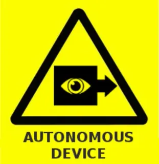 👀 AUTONOMOUS DEVICE автономный, устройство, предупреждение, безопасность, робот, глаз, машина telegram sticker