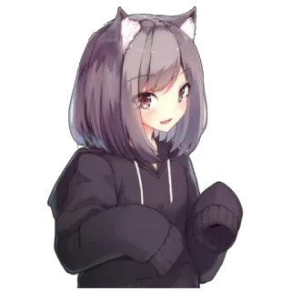 ☺️ Anime meisje, Kattenoren, Kawaii, Leuk, Manga, Anime, Sticker telegram sticker
