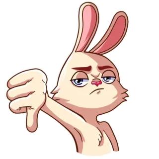👎 konijn, konijn, afkeer, duim omlaag, dier, cartoon, stemming telegram sticker
