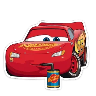 ☺️ Lightning McQueen Cars coche, animado, dibujos animados, disney, rojo telegram sticker