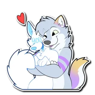 🤗 you furry, hug, love, wolf, cute, cuddle, sticker telegram sticker