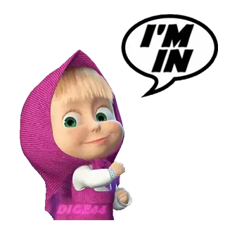 👌 Masha Masha and the Bear I'M IN masha, cartoon, girl, bear whatsapp sticker