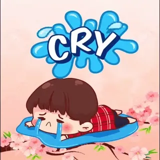 😭 CRY sad, crying, tears, kawaii, emotional, cartoon, cute whatsapp sticker