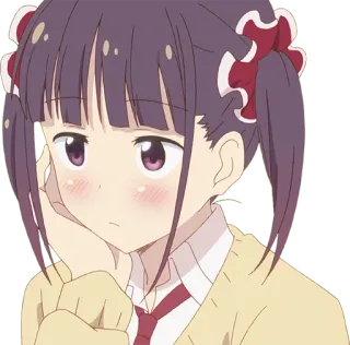 😥 Anime, Garota, Desenho animado, Ruborizar, Pensativa telegram sticker