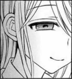 😏 Anime, Manga, Mädchen, lächelnd, monochrom, Porträt telegram sticker