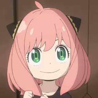 🥜 Anya Forger Spy x Family anime, meisje, cartoon, roze haar, glimlach, schattig telegram sticker