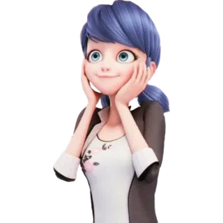 🤩 Marinette Dupain-Cheng Miraculous: Tales of Ladybug & Cat Noir 마리네뜨, 뒤팽-쳉, 미라큘러스 레이디버그, 만화, 캐릭터, 소녀, 미소 whatsapp sticker