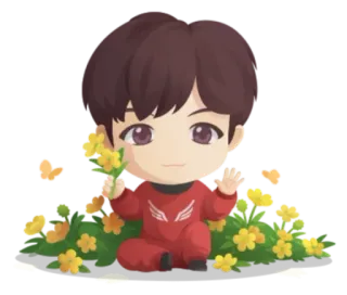 😊 schattig, chibi, cartoon, bloem, vlinder telegram sticker