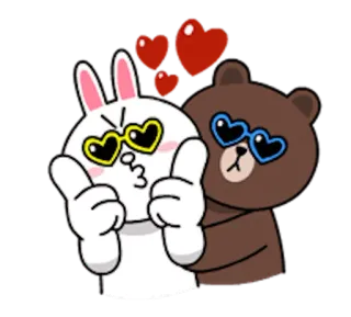 👫 bunny, bear, hearts, love, cute, cartoon telegram sticker