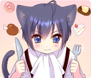 🍰 Anime, Tai mèo, Đồ ăn, Bánh donut, Bánh ngọt, Thịt whatsapp sticker