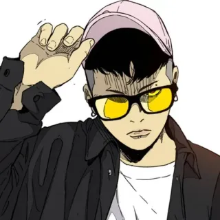 🇨🇼 cartone animato, uomo, occhiali, cappellino, giacca whatsapp sticker