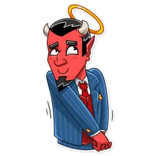 😇 diabo, anjo, terno, auréola, chifres, desenho animado, personagem telegram sticker