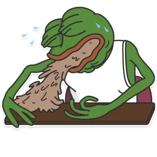 🤢 Pepe the Frog pepe, frog, sick, vomit, exhausted telegram sticker