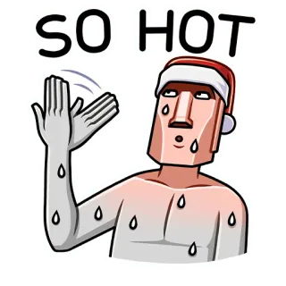 🗿 SO HOT quente, suando, calor, tempo, verão, desenho animado telegram sticker