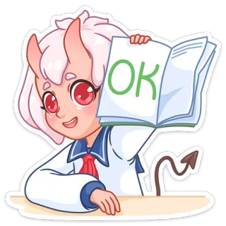👌 OK Anime, Ragazza, Demone, Ok, Sticker whatsapp sticker