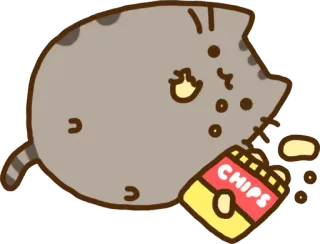 🍟 CHIPS Katze, Chips, Essen, Cartoon, süß, Snack telegram sticker