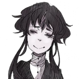 💜 anime, portrait, sketch, grayscale, sad, emo telegram sticker