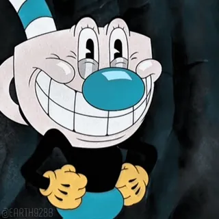 😢 Cuphead dessin animé, animé, personnage, Cuphead, souriant, rétro whatsapp sticker