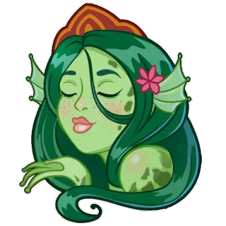 🐸 sirena, criatura marina, mujer, fantasía, arte digital, dibujos animados, pegatina whatsapp sticker