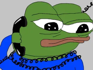 📞 Pepe the Frog Pepe la Rana, Meme, Teléfono, Triste, Meme de Internet telegram sticker