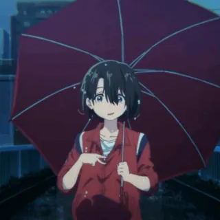 🥡 Anime, Mädchen, Regenschirm, Regen, Charakter, Jugend, Süß telegram sticker