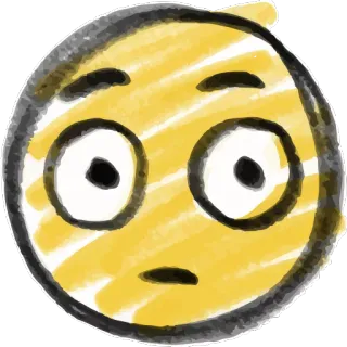 😳 Emoji, Espressione, Faccia, Giallo, Scarabocchio, Adesivo telegram sticker