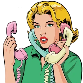 📞 femme, blonde, téléphone, communication, rétro, vintage, pop art telegram sticker