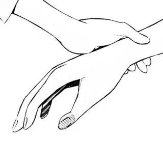 🤝 hand, handen, lijnkunst, schets telegram sticker