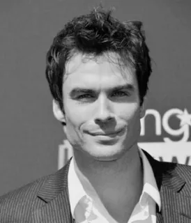 © Ian Somerhalder aktor, pria, potret, hitam putih whatsapp sticker