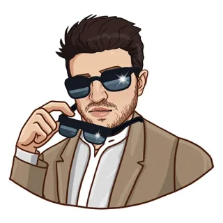 😎 homem, óculos de sol, fato, desenho animado, retrato telegram sticker