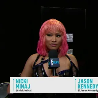 🍣 Nicki Minaj E! News Nicki Minaj
@nickiminaj
JASON Kennedy
@JasonKennedy nicki minaj, jason kennedy, actualités, e! news, célébrité, interview telegram sticker