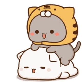☺️ 귀여운, 고양이, 동물, 호랑이, 만화 whatsapp sticker