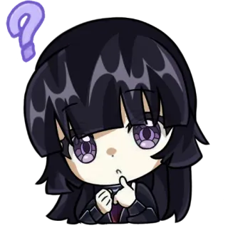 😲 เครื่องหมายคำถาม, อนิเมะผู้หญิง, สับสน, จิบิ, สงสัย telegram sticker