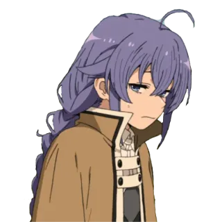 😞 anime, nhân vật, tóc tím, mệt mỏi, biểu cảm telegram sticker