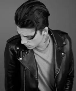 😪 man, leather jacket, male, portrait, black and white, style telegram sticker