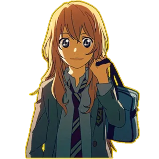 😊 Kaori Miyazono Your Lie in April Anime, Personaggio, Uniforme scolastica, Ragazza, Violinista, Musica telegram sticker