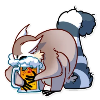 🍺 漫画, リス, ビール, アルコール, 飲酒, 可愛い, 面白い, 動物 telegram sticker