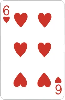 6⃣ carta, corazones, seis, naipes, juego telegram sticker