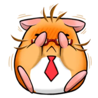 😔 Hamster, süß, Brille, ängstlich, Business, Nagetier, Cartoon, Emoji telegram sticker