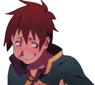 😊 Kazuma Konosuba 动漫, 搞笑, 尴尬, 卡通, 脸红 telegram sticker