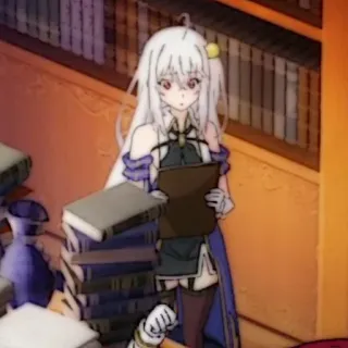 🍪 anime, female, white hair, books, character telegram sticker