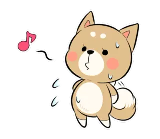 🎶 собака, шиба ину, милый, потеет, румянец, каваий, нота telegram sticker