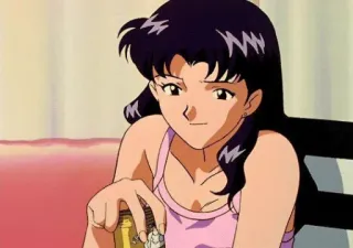 😏 Misato Katsuragi Neon Genesis Evangelion аниме, женщина, Мисато, Евангелион, персонаж whatsapp sticker