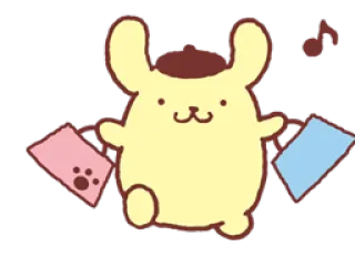 🙂 Pom Pom Purin cute, dog, yellow, music, Sanrio telegram sticker