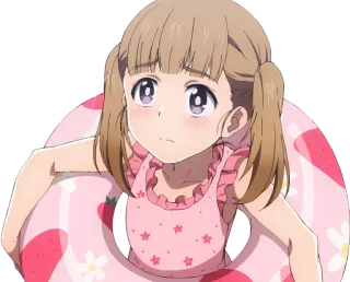 🥺 Аниме, Девушка, Купальник, Плавательный круг, Мультфильм telegram sticker